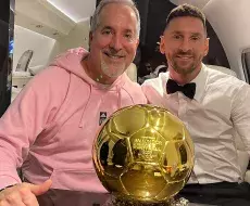 Mas Santos junto a Messi y el Balón de Oro de 2023