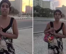 Joven madre cubana canta en el Malecón