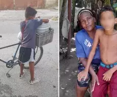 Un niño cubano de nueve años, identificado como Roelbis, vende tamales en las calles de la ciudad de Camagüey