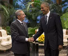 Barack Obama y Raúl Castro en el Palacio de la Revolución, en La Habana