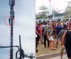 Cubano protestó encima de torre de Etecsa en Cienfuegos