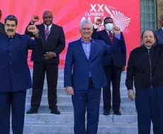 Maduro, Canel y Ortega durante Cumbre del ALBA en 2021